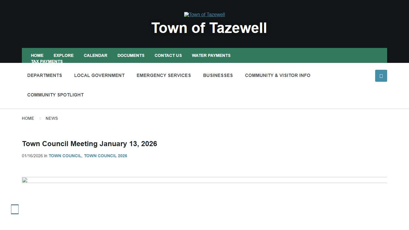 Town Council Meeting January 13, 2026 – Town of Tazewell